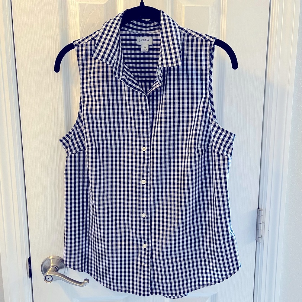 J. Crew Classic Blue Gingham Top Sleeveless Small